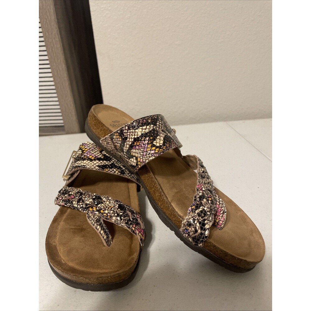 Earth Origins Orono Onida Sandals 8.5 Snake Print Thong Comfort Slide